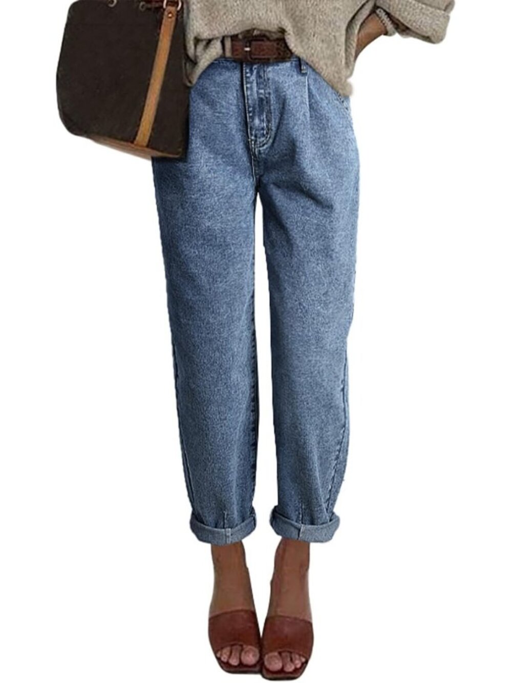 High Waisted Baggy Boyfriend Barrel Jeans for Women - Trendy Casual Denim Style
